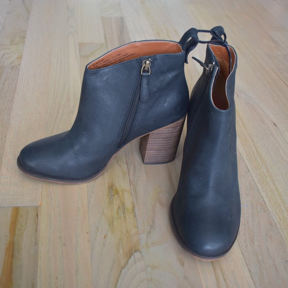 BP LANCE-LEA Leather Chunky Heel Ankle Boots Size 7M